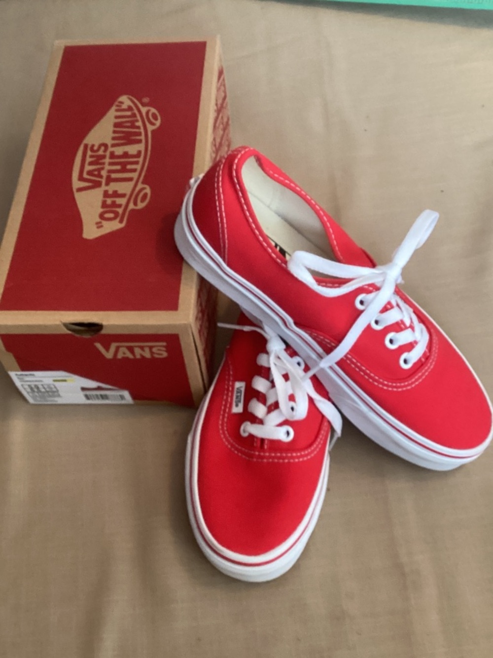 NWT Vans Red Canvas Low Top Sneakers with White Accents